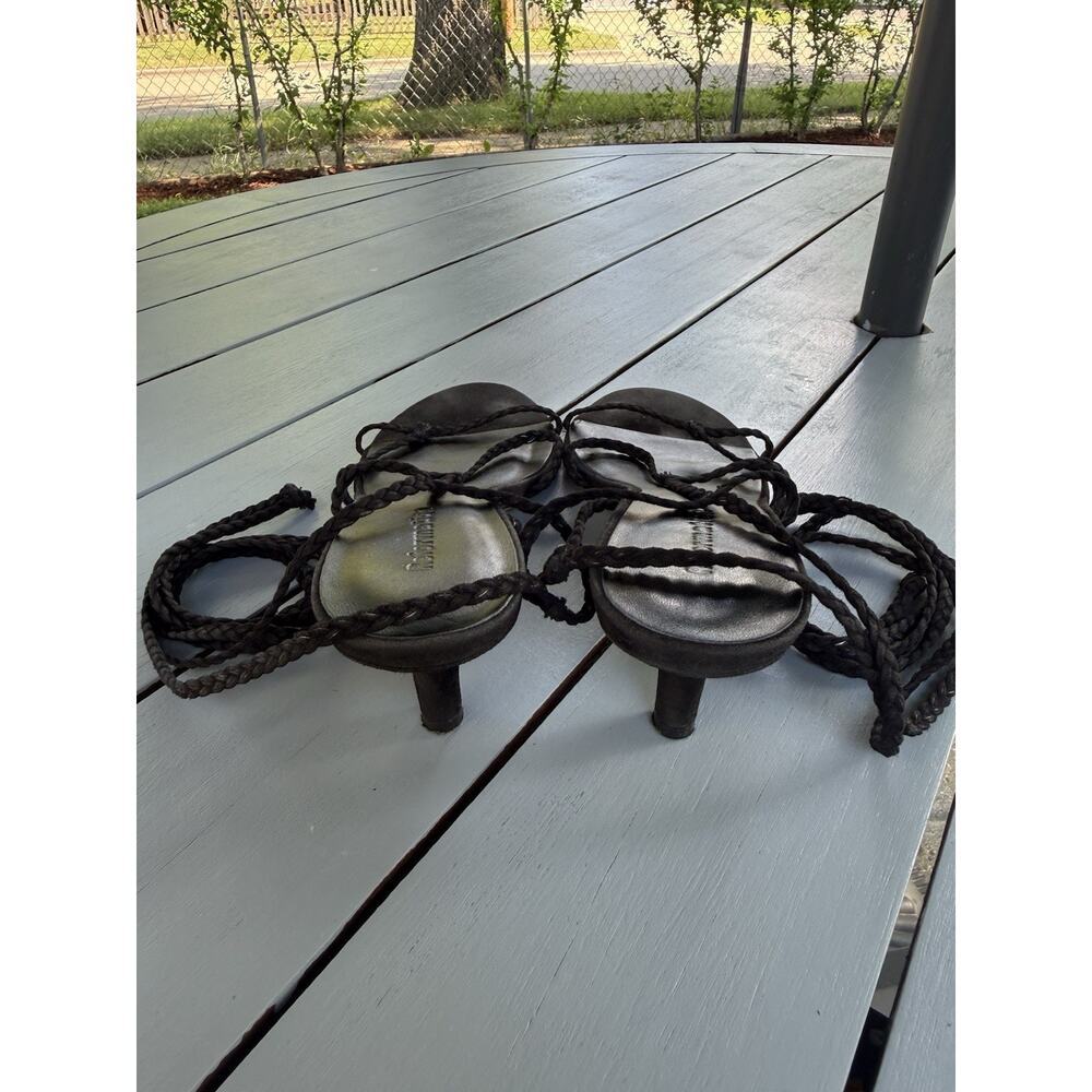 Reformation Porto Sandals Women’s Size 7.5M Black Suede Strappy Lace Up Heels - Picture 5 of 15